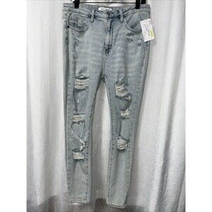 Judy Blue Mid Rise Light Wash Distressed Skinny Fit Destroyed Jeans Size 15 / 32